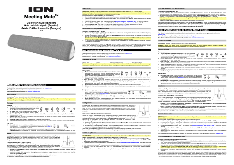 Page 1 de la notice Guide de démarrage rapide ION Meeting Mate