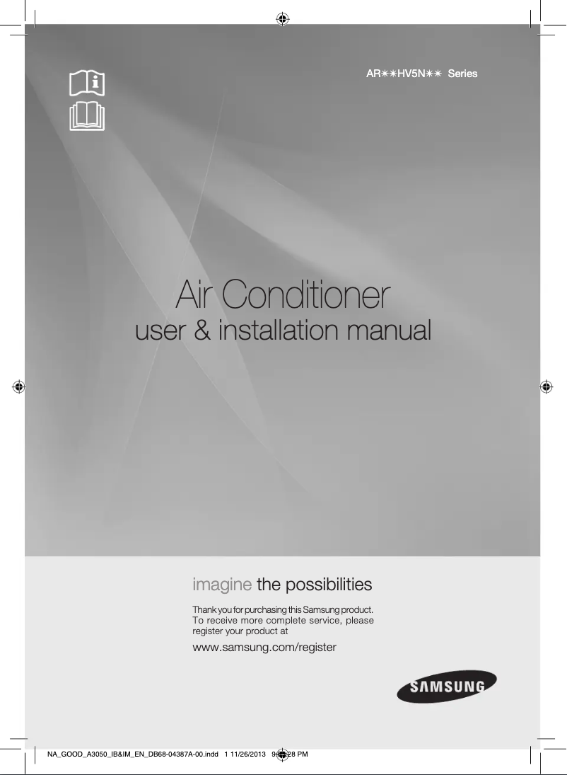 Page 1 de la notice Manuel utilisateur Samsung AR12HV5NBWKNMD