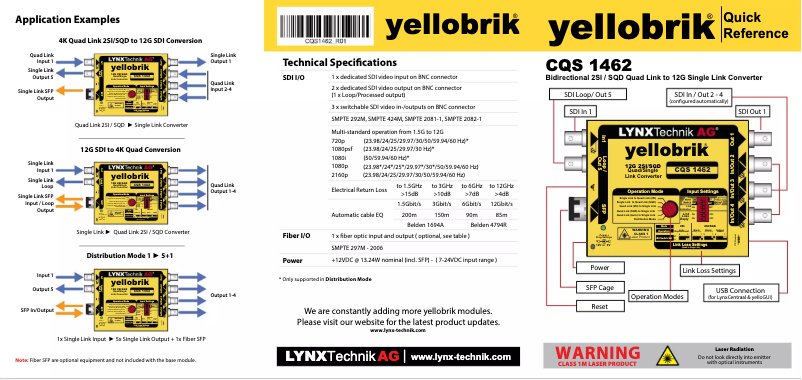 Page n°1 - Manuel utilisateur Lynx Technik Yellowbrik CQS 1462