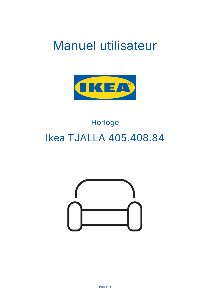 Page 1 de la notice Manuel utilisateur Ikea TJALLA 405.408.84