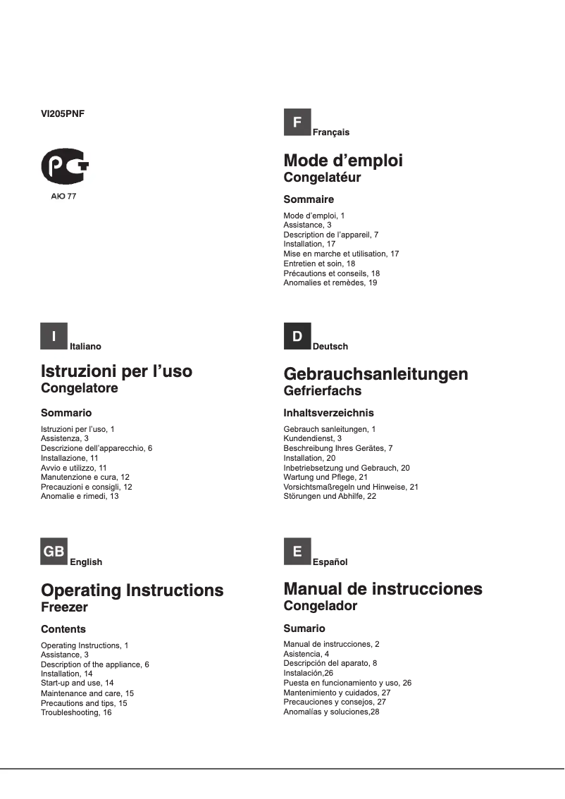 Image de la première page du manuel de l'appareil VI205PNF