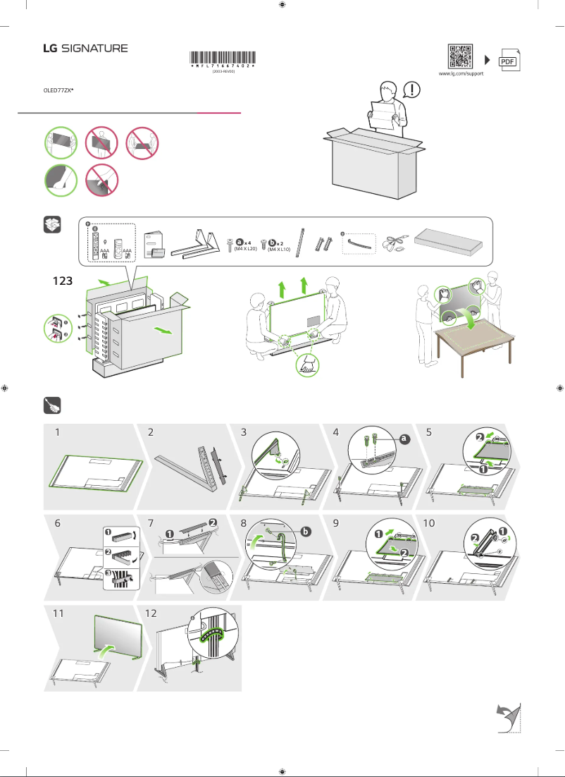 Page 1 de la notice Guide d'installation LG Signature OLED ZX OLED77ZX9LA