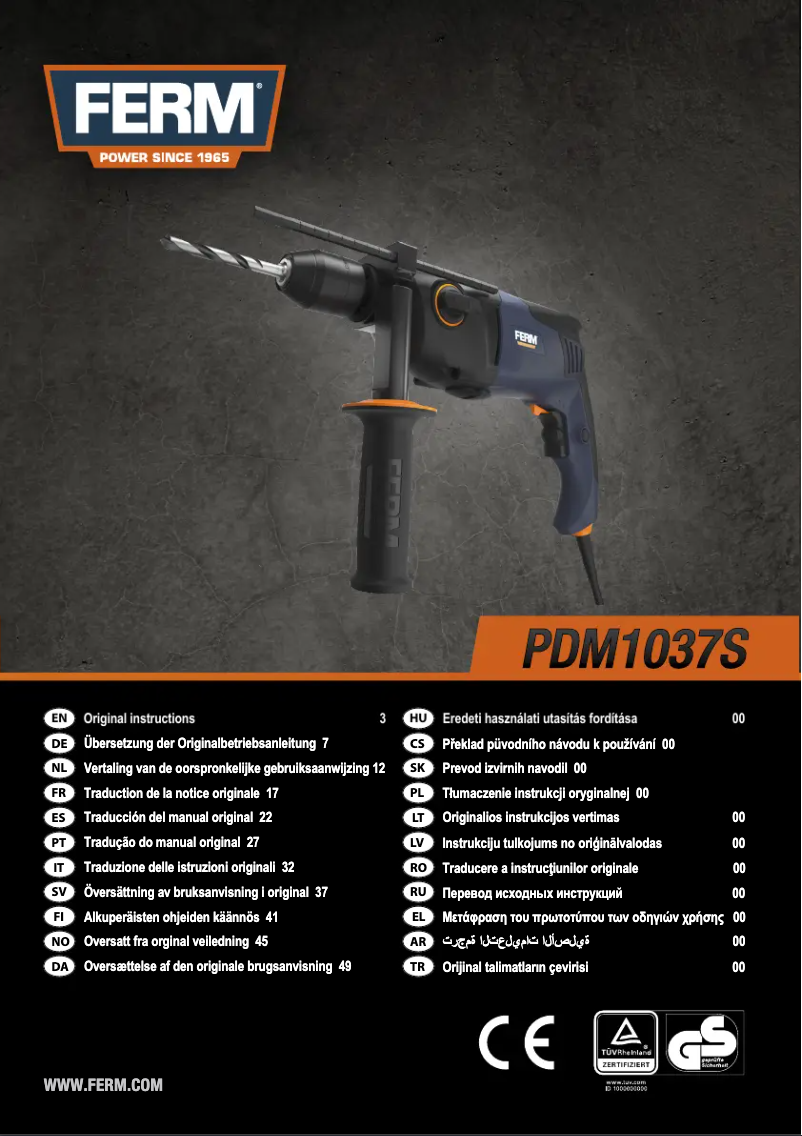 Page 1 de la notice Manuel utilisateur Ferm PDM1037S