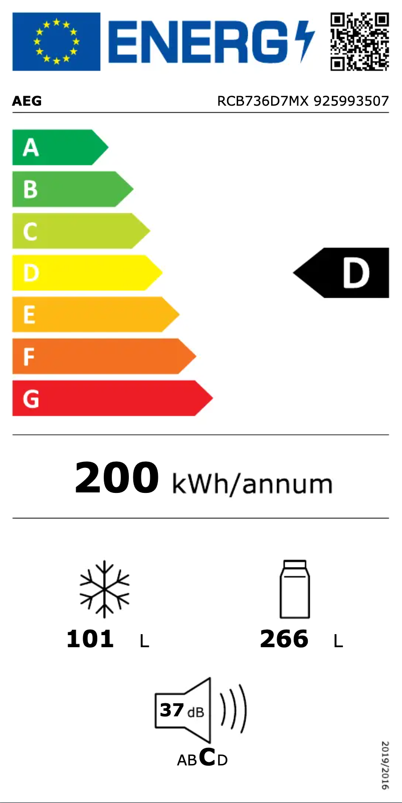Page n°1 - Label énergétique AEG RCB736D7MX