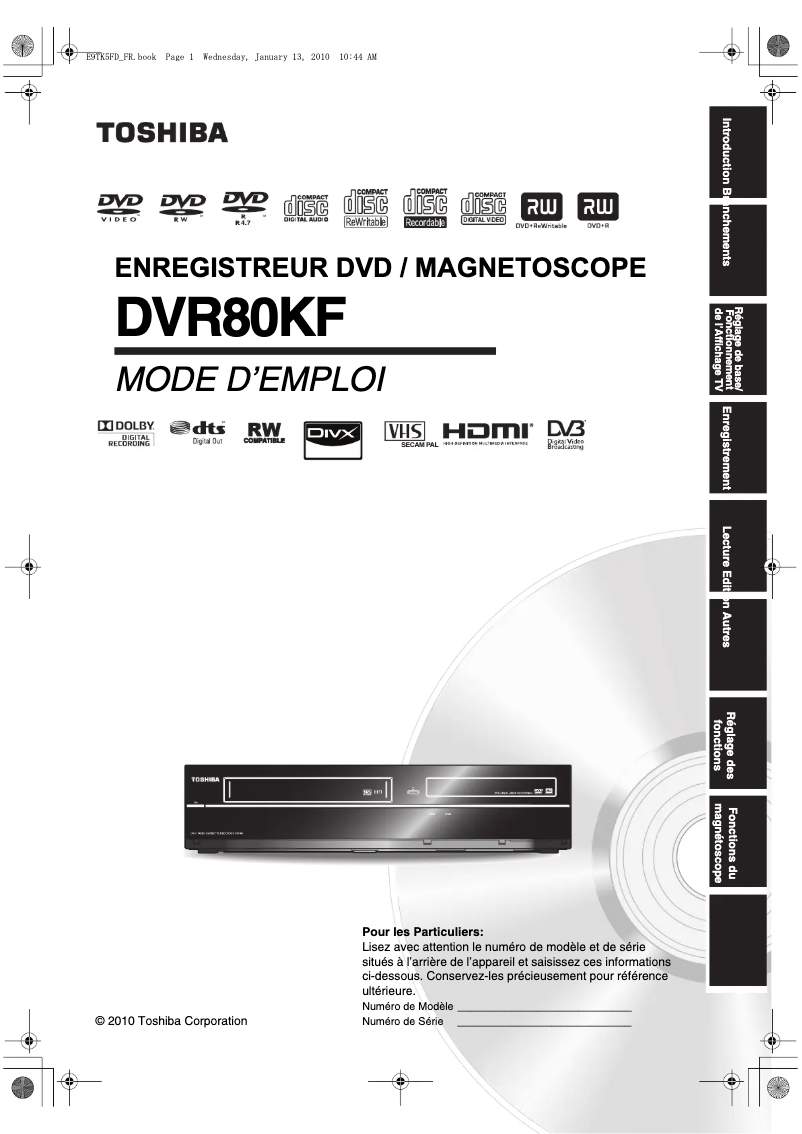 Página 1 del manual Manual de usuario Toshiba DVR80KF