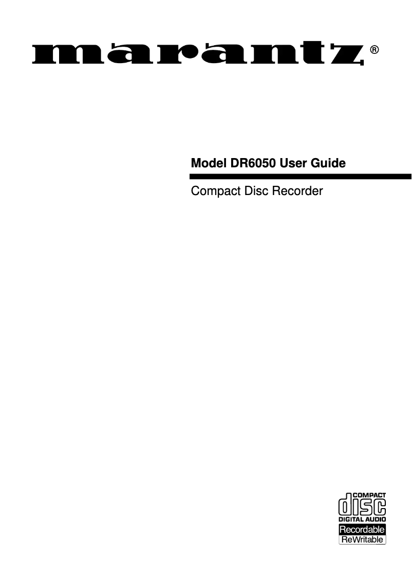 Page n°1 - Manuel utilisateur Marantz DR6050