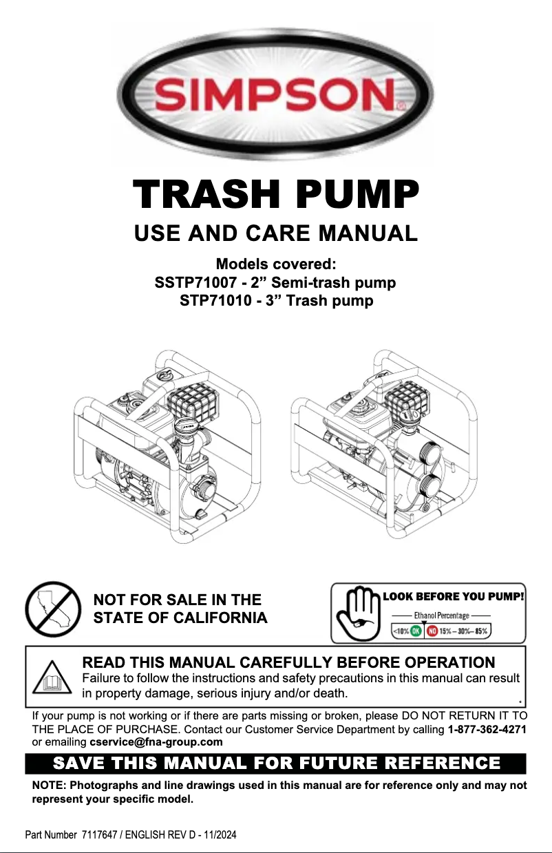 Page n°1 - Manuel utilisateur Simpson SSTP71007