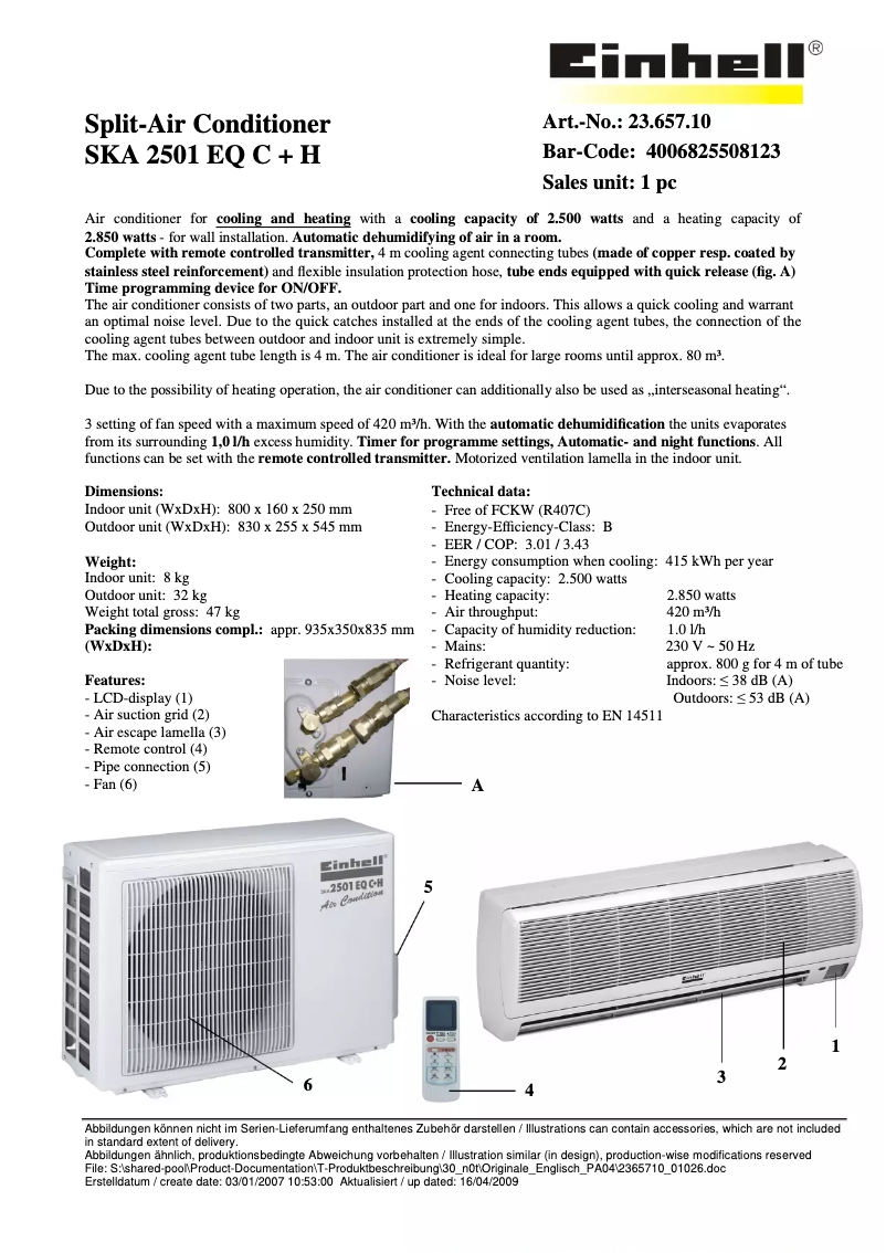 Image de la première page du manuel de l'appareil SKA 2501 EQ C+H