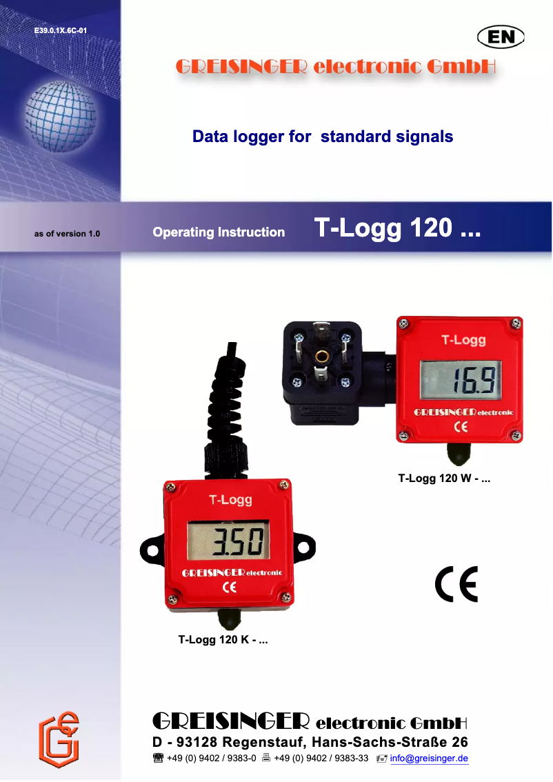 Page n°1 - Manuel utilisateur Greisinger T-Logg 120 W