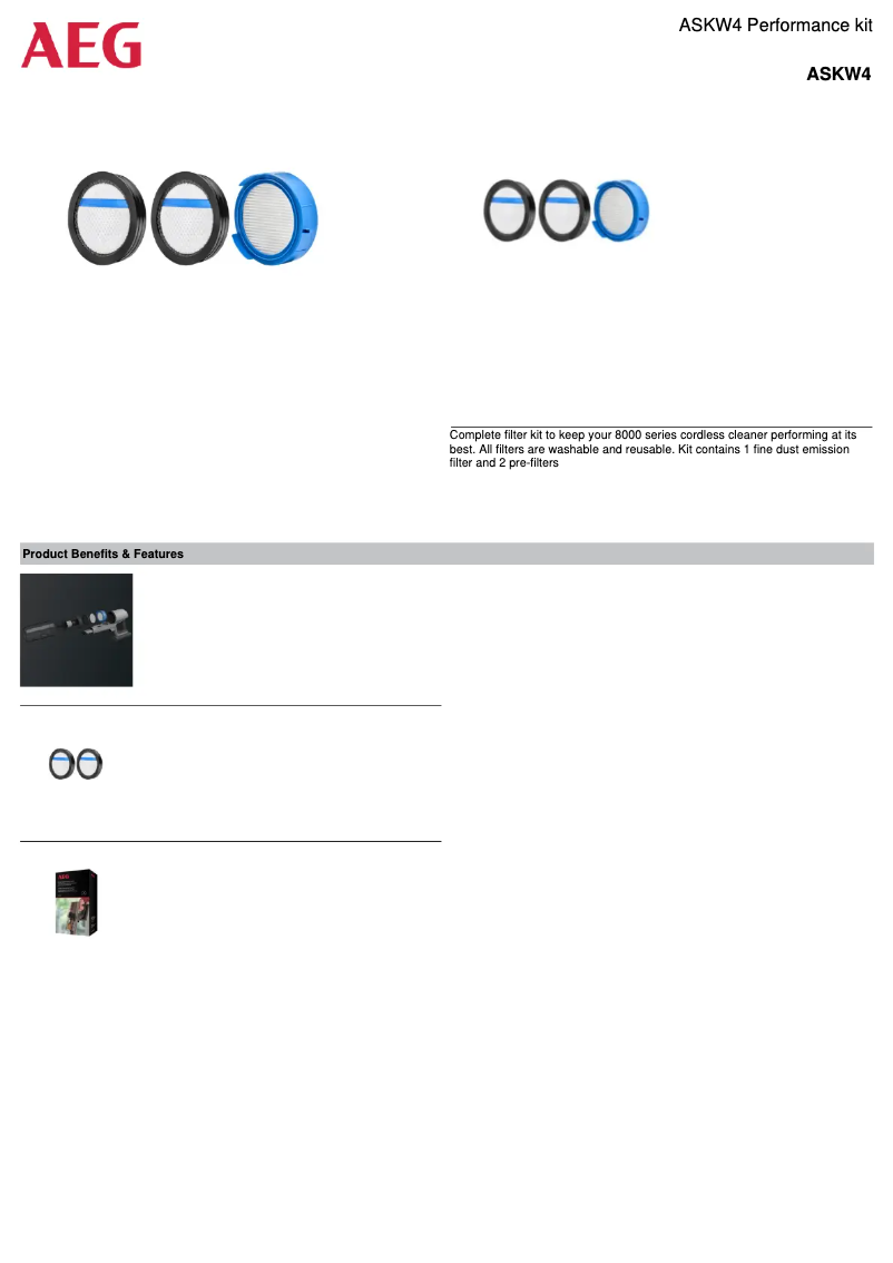 Page 1 de la notice Manuel utilisateur AEG ASKW4