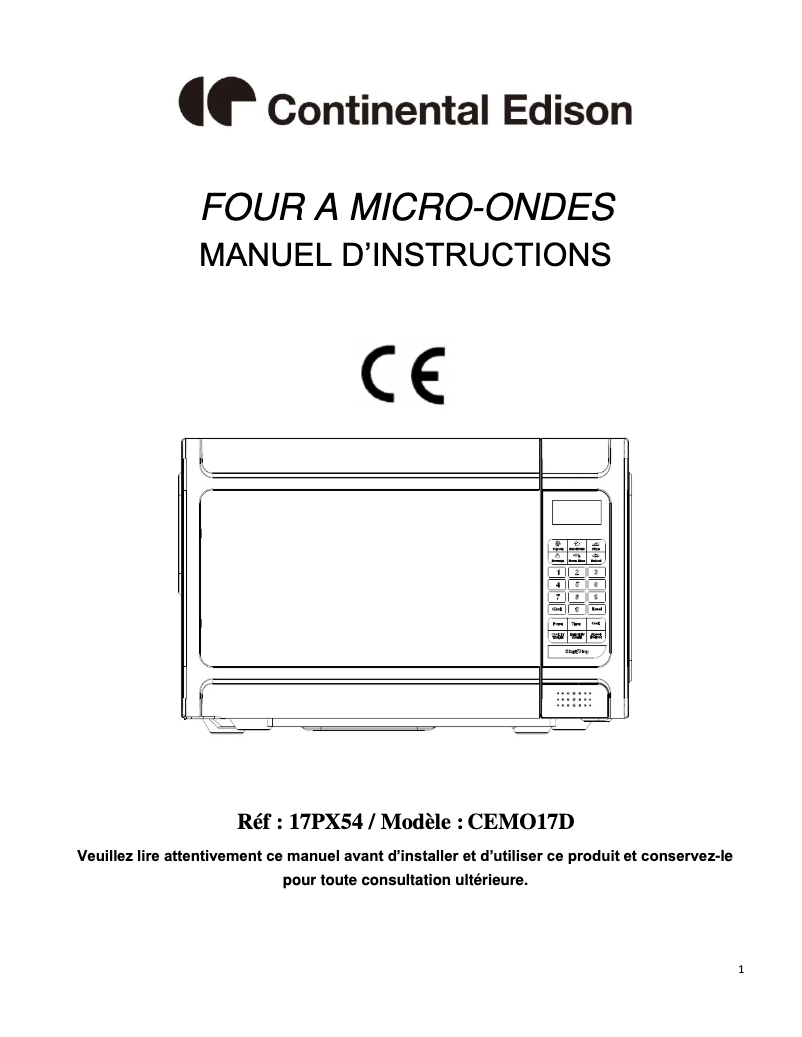 Image de la première page du manuel de l'appareil CEMO17D