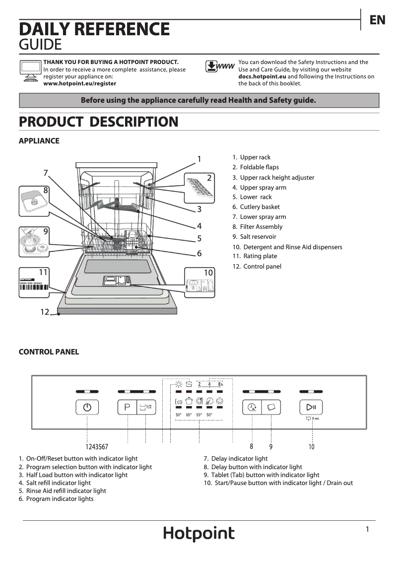 Page 1 de la notice Manuel utilisateur Hotpoint HEFC 2B19 C UK