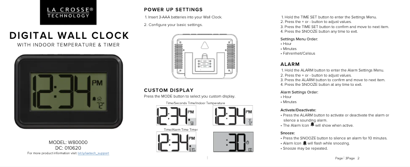 Page 1 de la notice Manuel utilisateur La Crosse Technology W80000