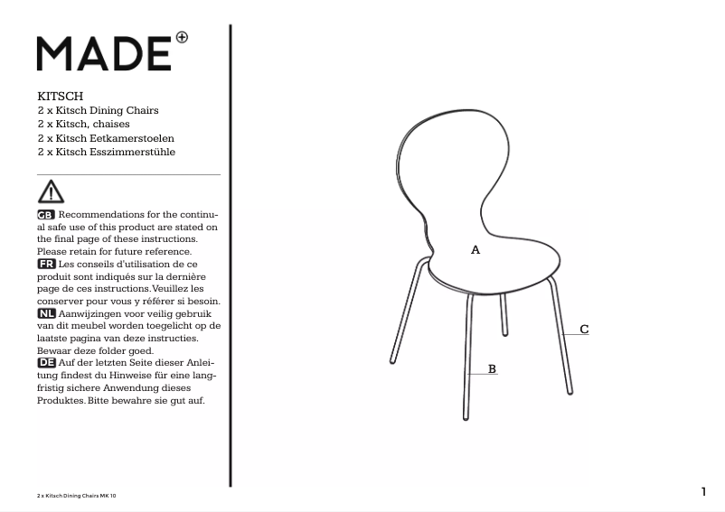 Page 1 de la notice Manuel utilisateur MADE Kitsch