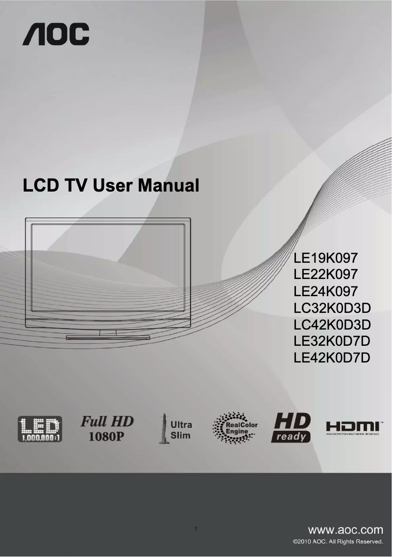 Image de la première page du manuel de l'appareil LC32K0D3D