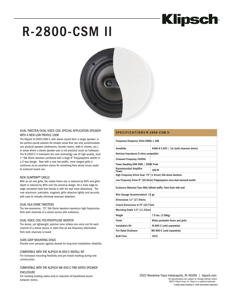 Image de la première page du manuel de l'appareil Reference R-2800-CSM II
