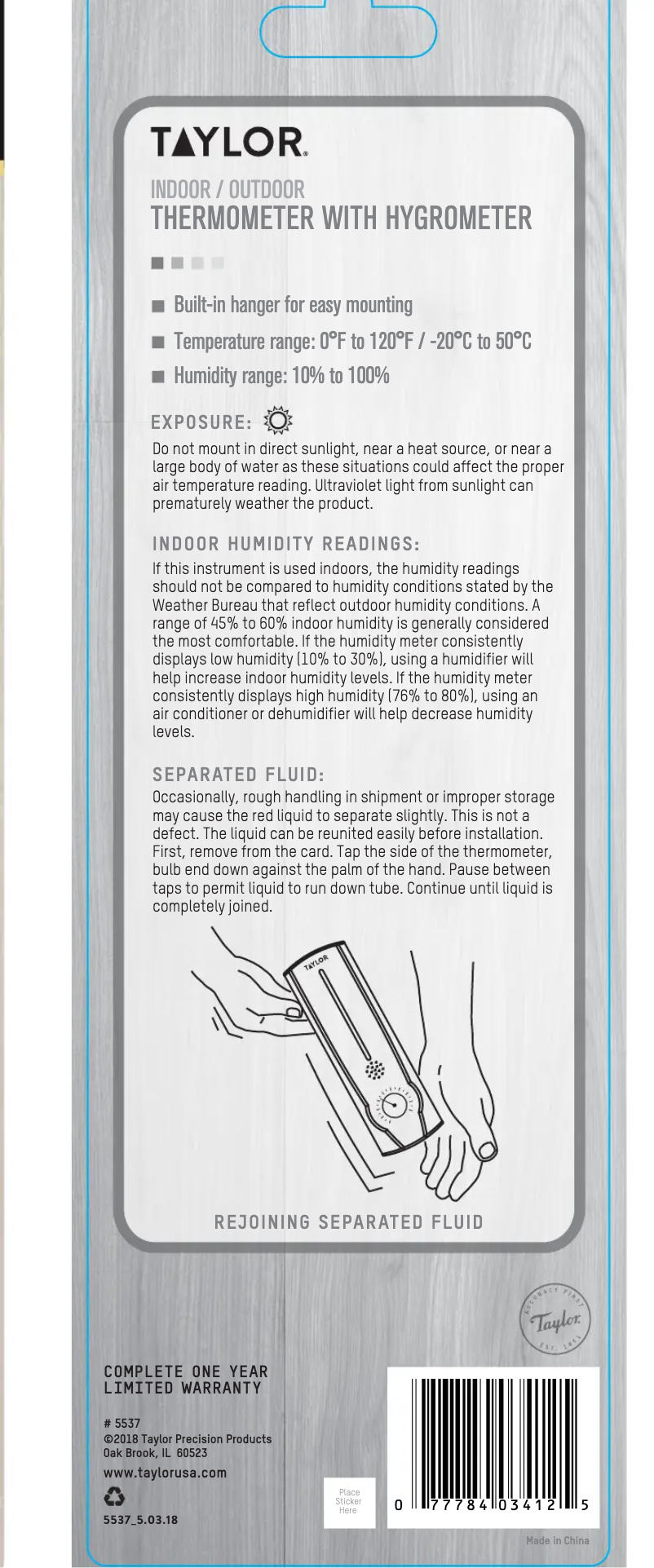 Page n°1 - Manuel utilisateur Taylor 5537