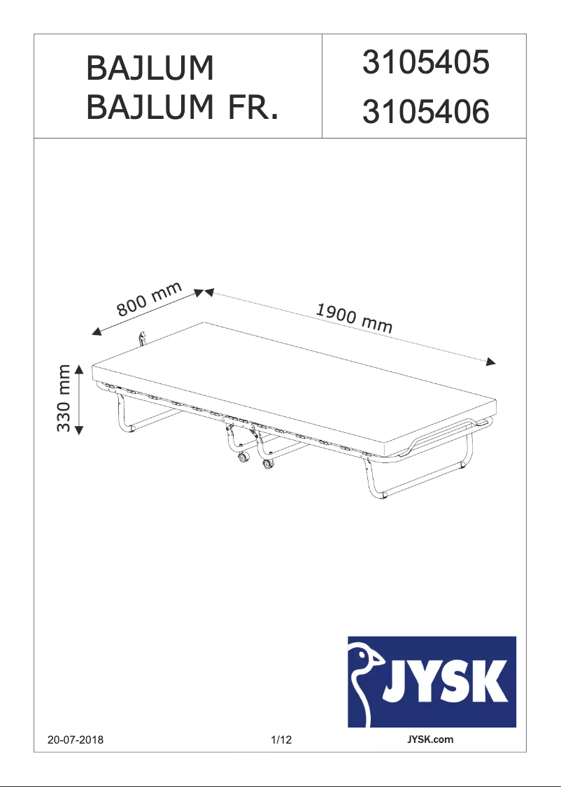 Page 1 de la notice Manuel utilisateur JYSK Bajlum