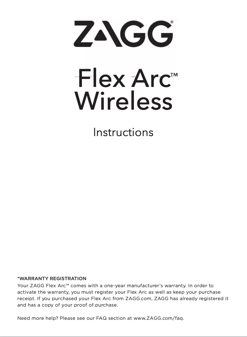 Page n°1 - Manuel utilisateur Zagg Flex Arc