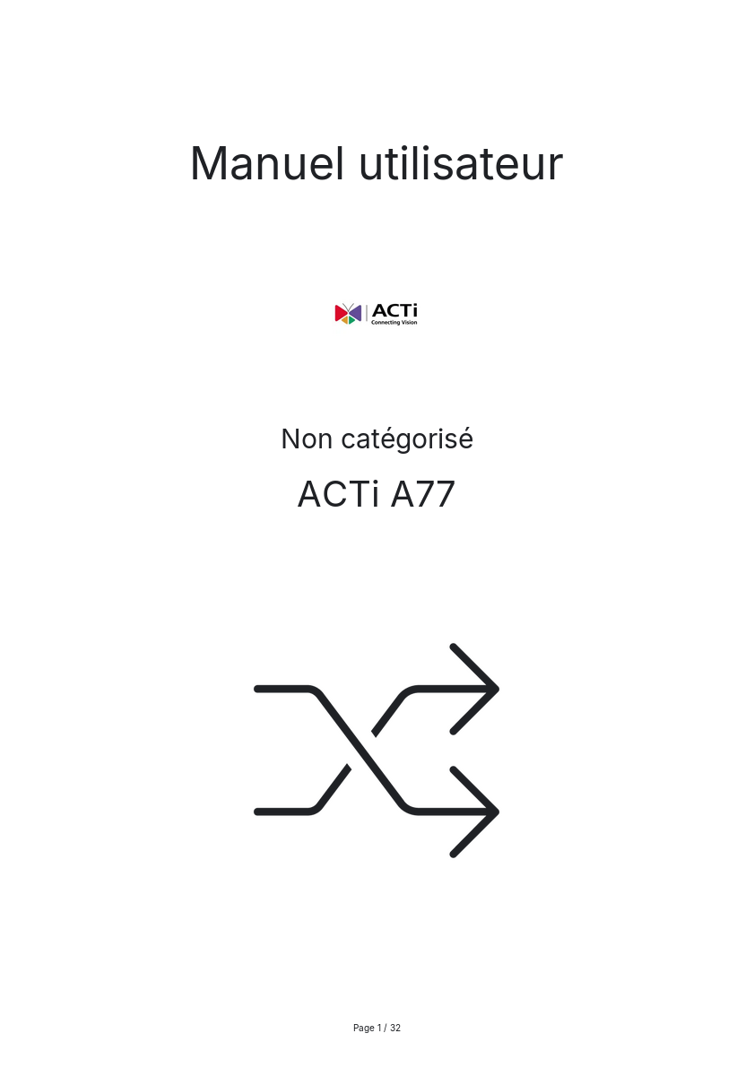 Page n°1 - Manuel utilisateur ACTi A77