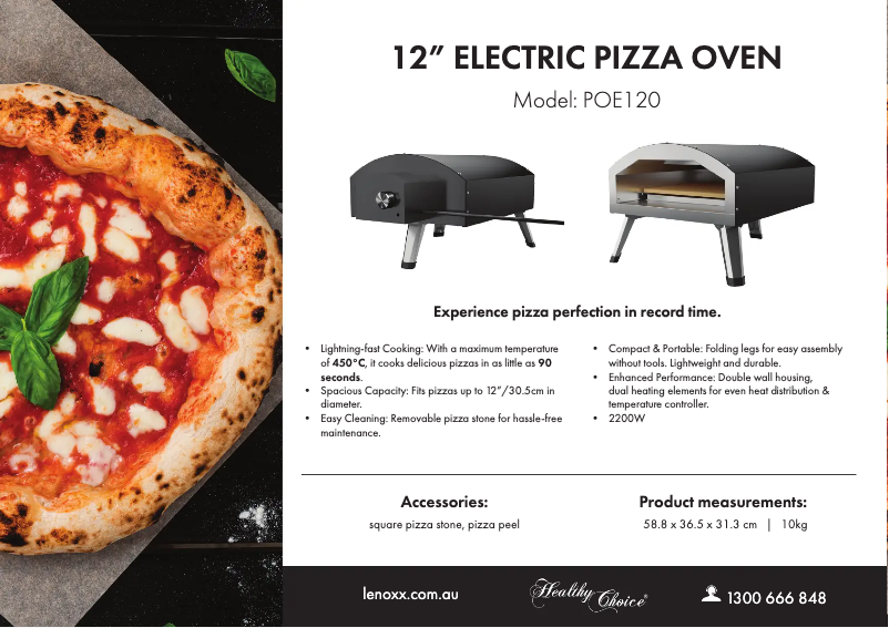 Page 1 de la notice Fiche technique Healthy Choice POE120