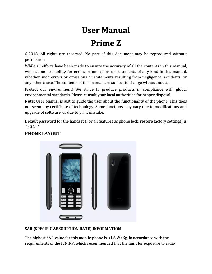 Page n°1 - Manuel utilisateur Lava Prime Z