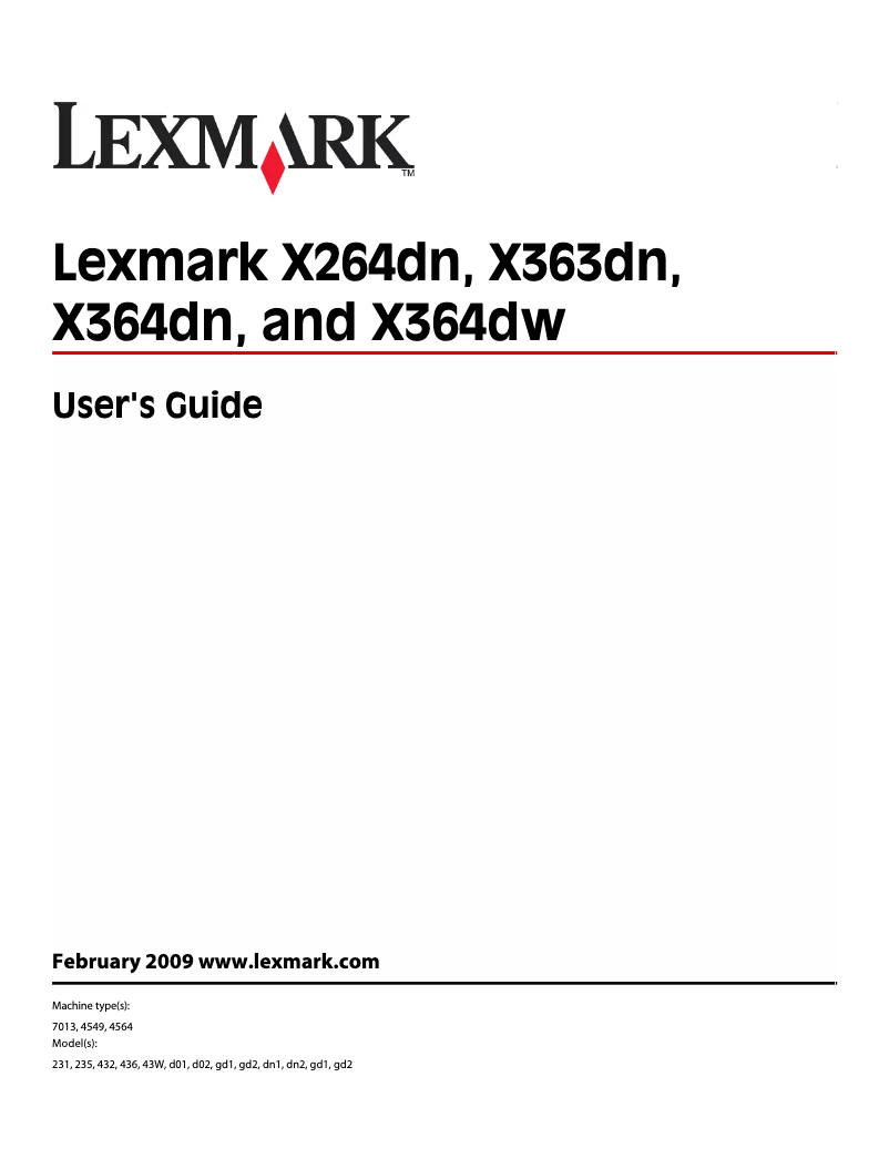 Page 1 de la notice Manuel utilisateur Lexmark X363dn