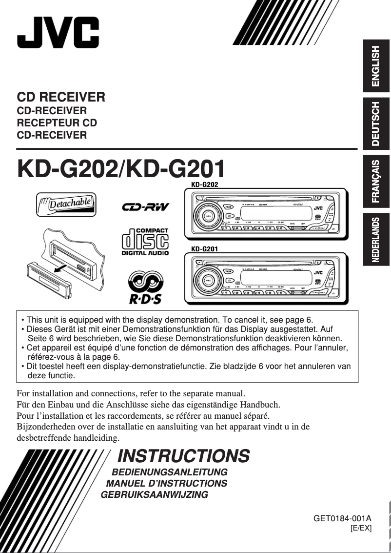 Page 1 de la notice Manuel utilisateur JVC KD-G202