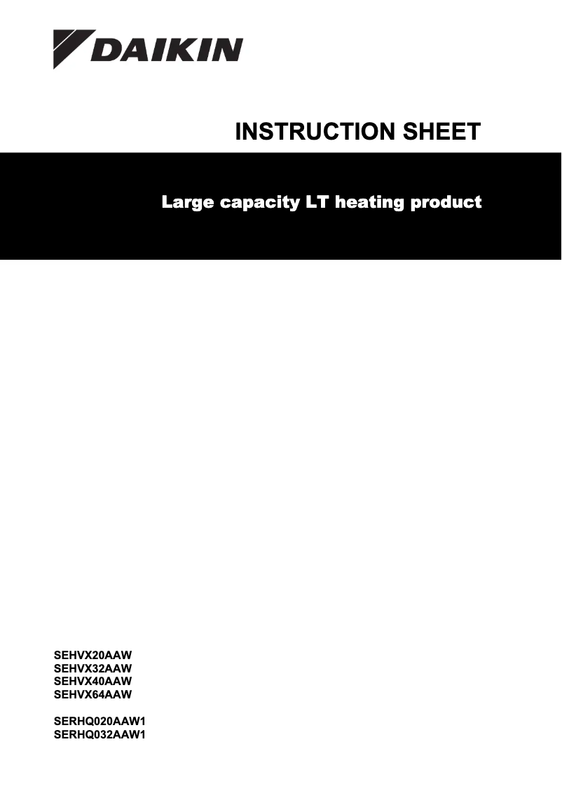 Page 1 de la notice Guide d'installation Daikin SEHVX64AAW
