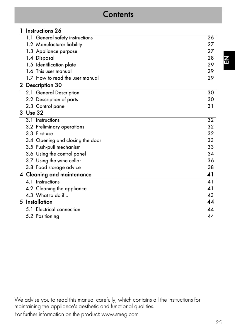 Page 1 de la notice Mode d'emploi Smeg CVF318XS