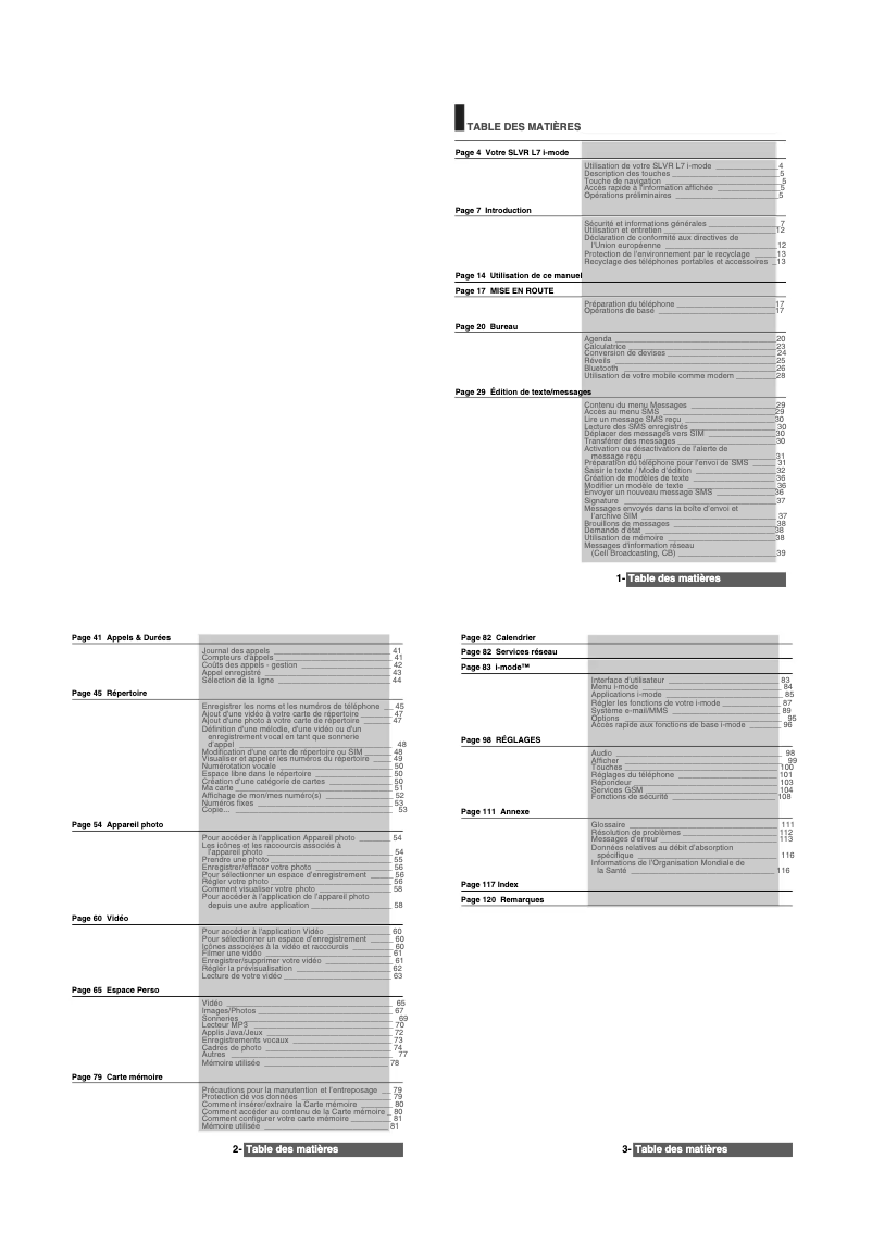 Page 1 de la notice Manuel utilisateur Motorola SLVR L7