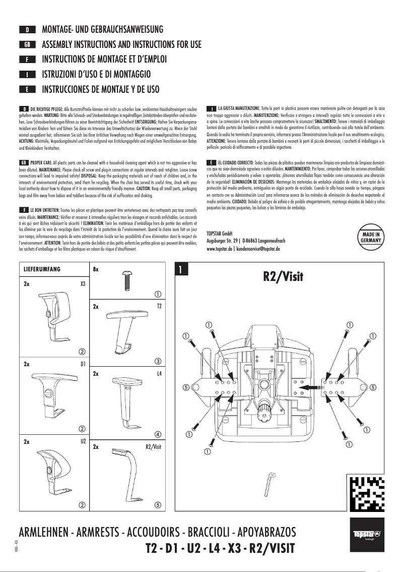 Page 1 de la notice Manuel utilisateur Topstar X-pander