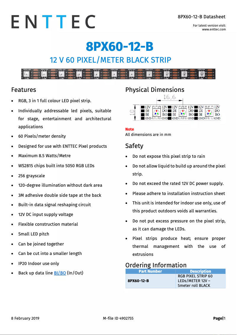 Page 1 de la notice Manuel utilisateur Enttec 8PX60-12-B