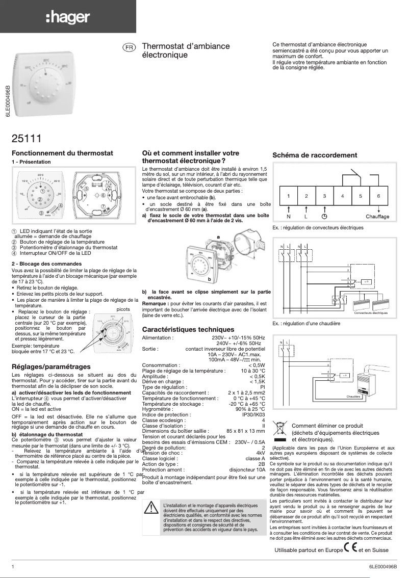 Page n°1 - Manuel utilisateur Hager 25111