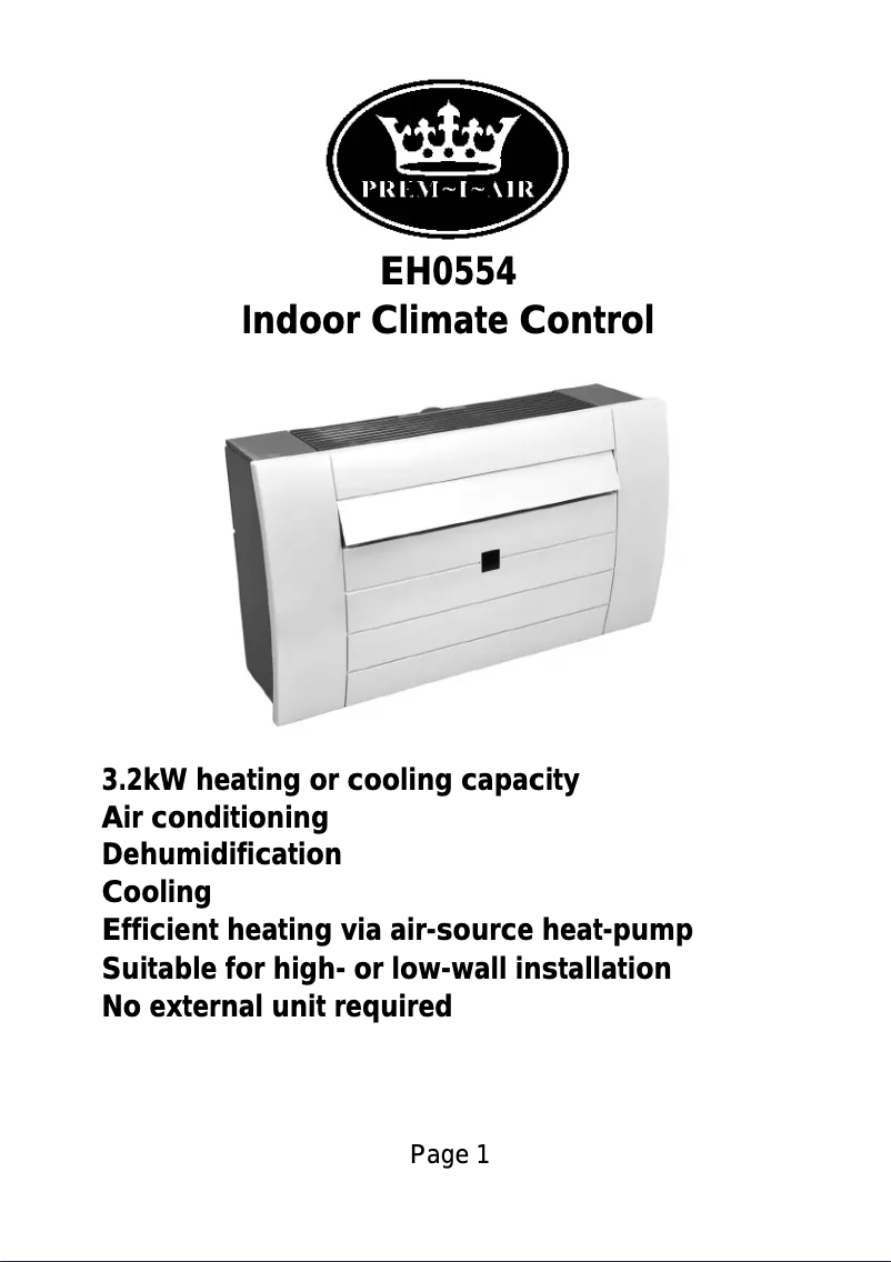 Image de la première page du manuel de l'appareil EH0554