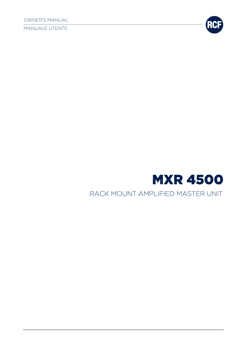 Page 1 de la notice Manuel utilisateur RCF MXR 4500