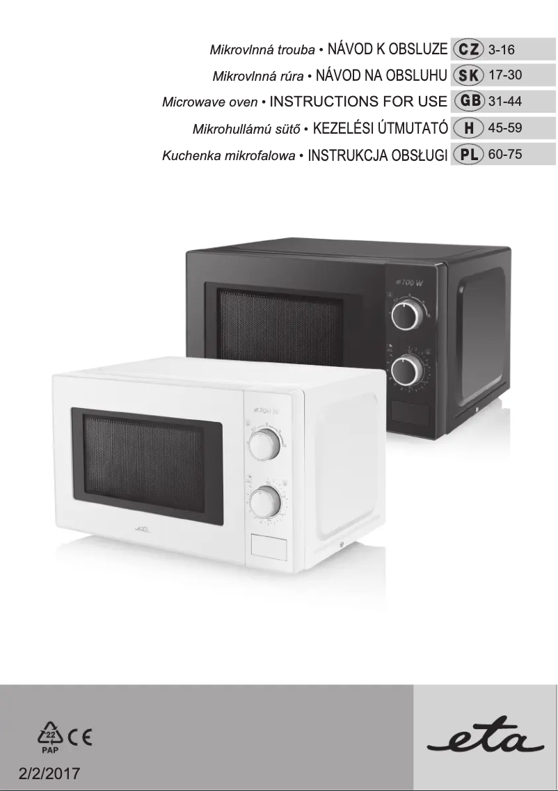 Page 1 de la notice Manuel utilisateur Eta Morelo 020990010