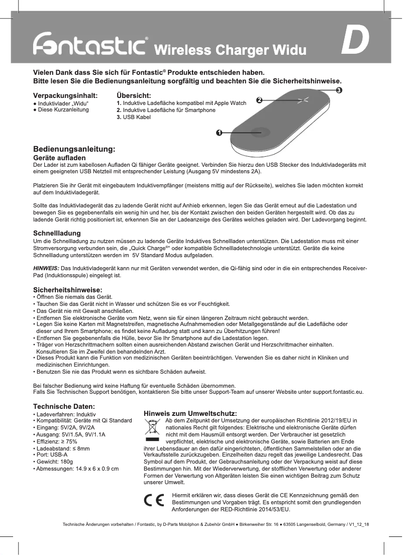 Page n°1 - Manuel utilisateur fontastic Widu