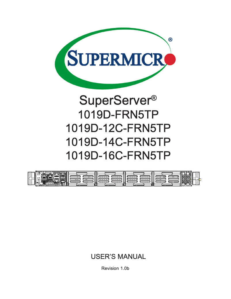 Image de la première page du manuel de l'appareil SuperServer 1019D-16C-FRN5TP