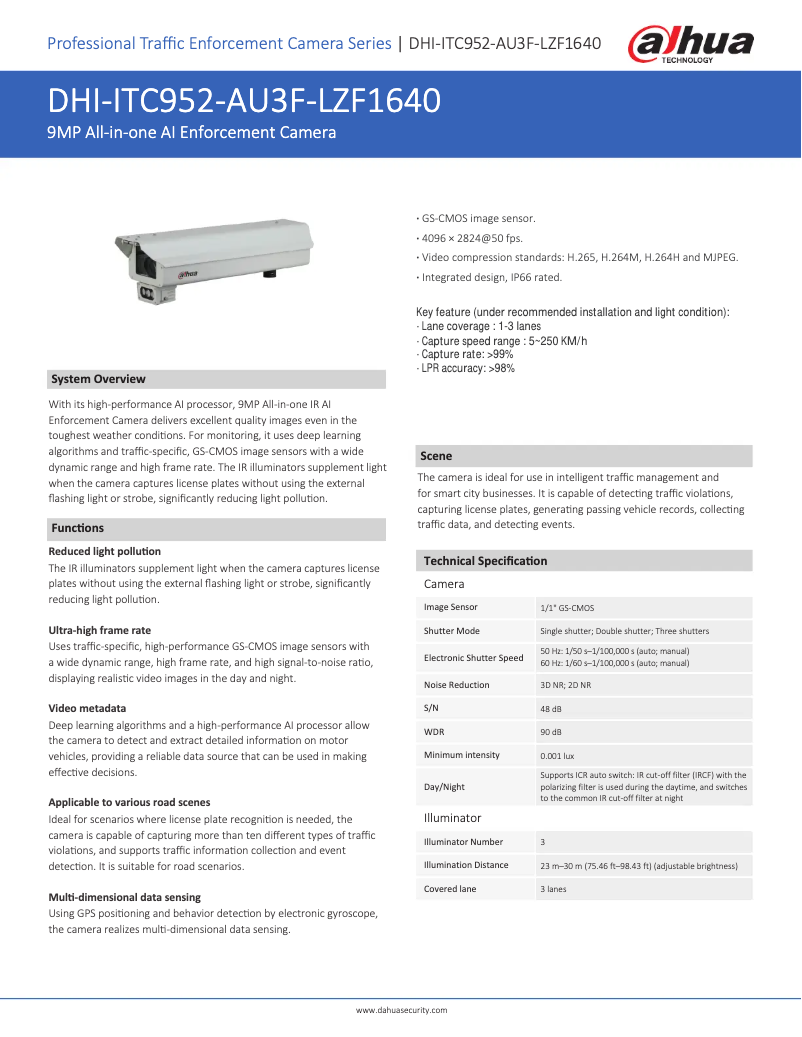 Page 1 de la notice Manuel utilisateur Dahua Technology ITC952-AU3F-LZF1640