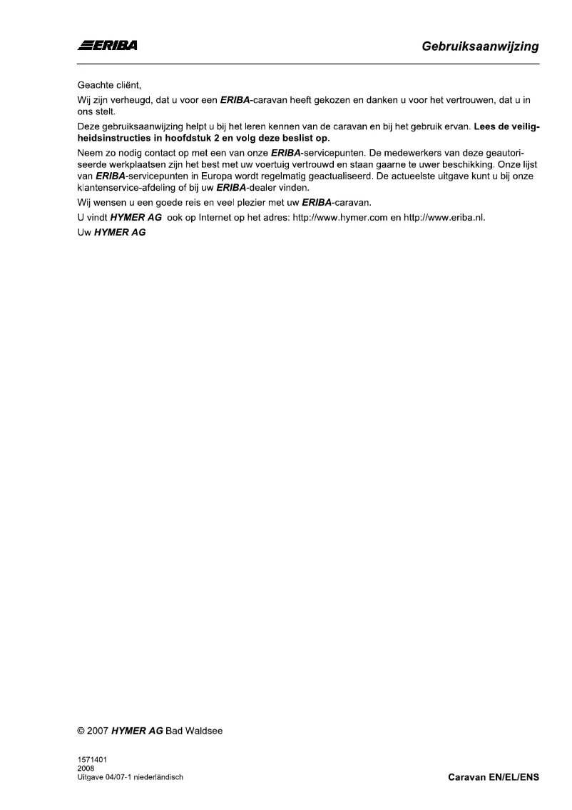 Página 1 del manual Manual de usuario Eriba Nova 530 GL (2008)