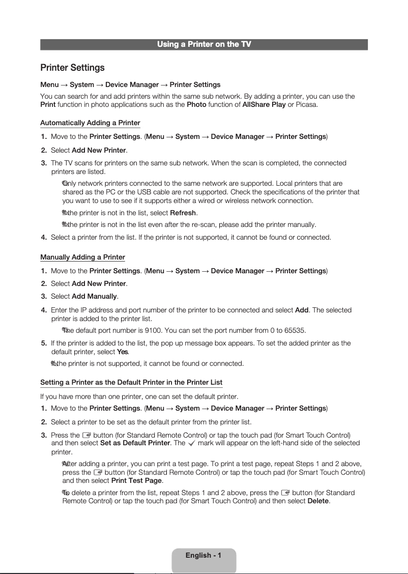 Page 1 de la notice Manuel utilisateur Samsung UA22ES5100R