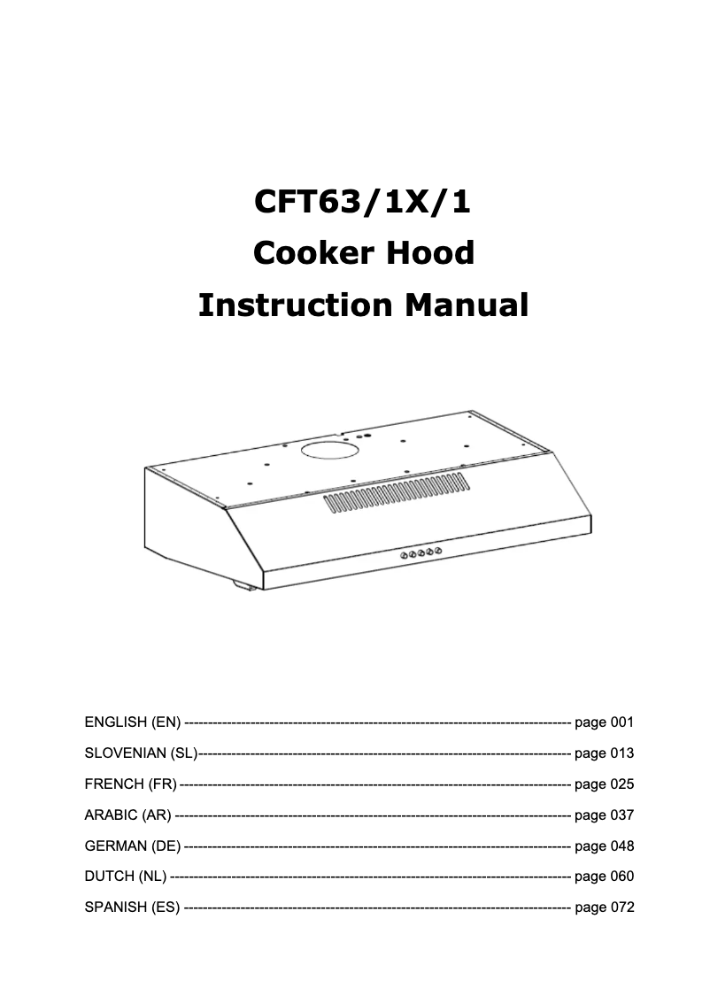 Page 1 de la notice Manuel utilisateur Candy CFT63/1X