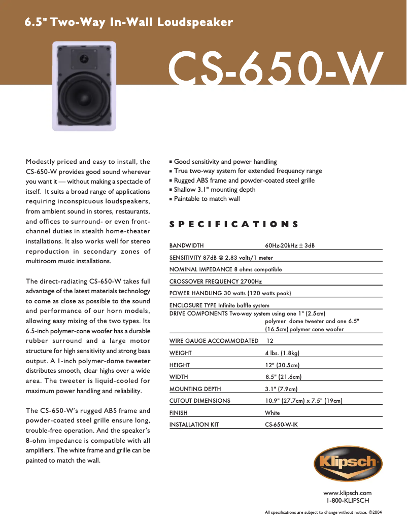 Image de la première page du manuel de l'appareil CS-650-W