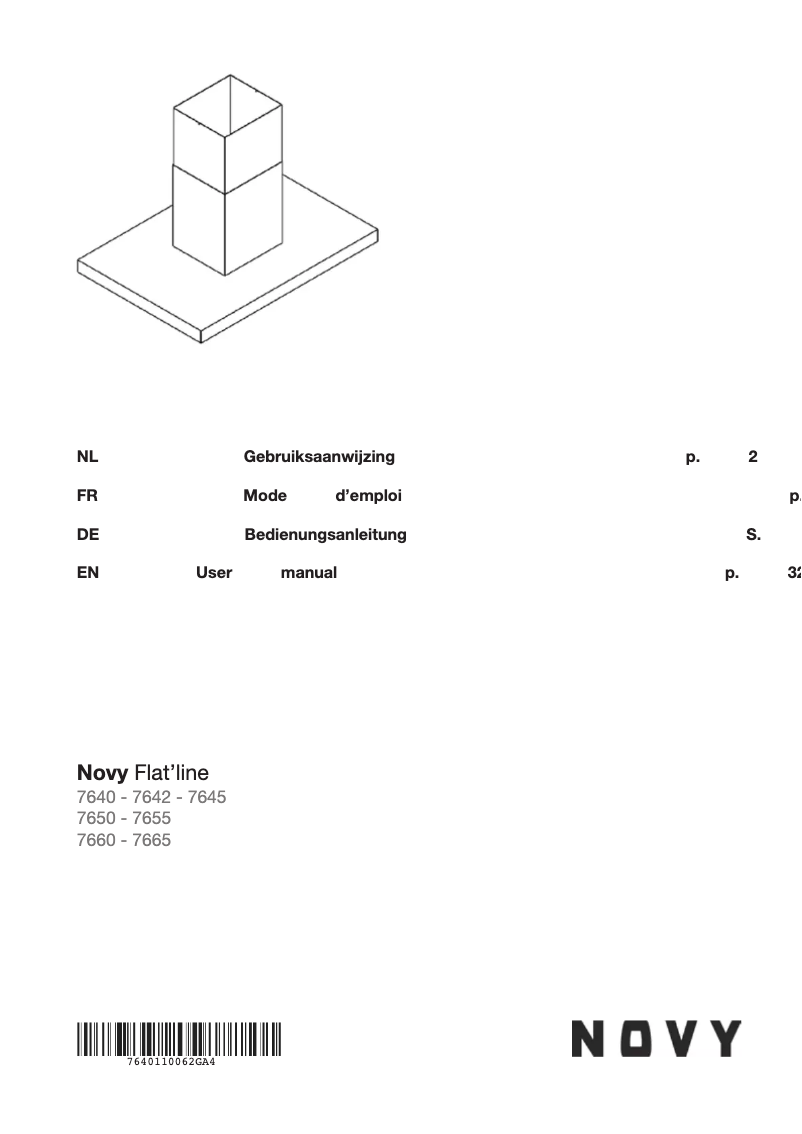Page n°1 - Manuel utilisateur Novy Flat'line 7650