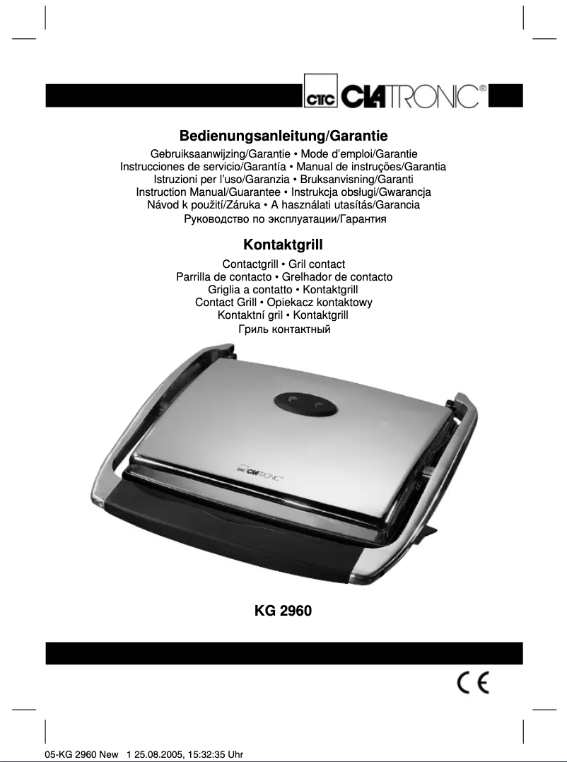 Page 1 de la notice Manuel utilisateur Clatronic KG 2960