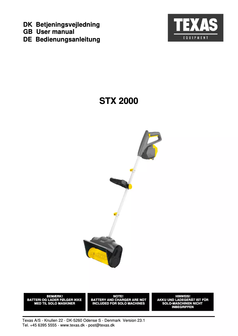 Image de la première page du manuel de l'appareil STX2000