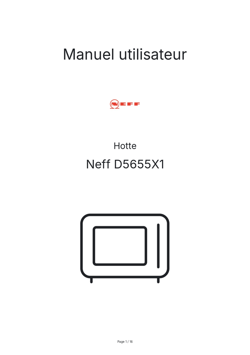 Page n°1 - Manuel utilisateur Neff D5655X1