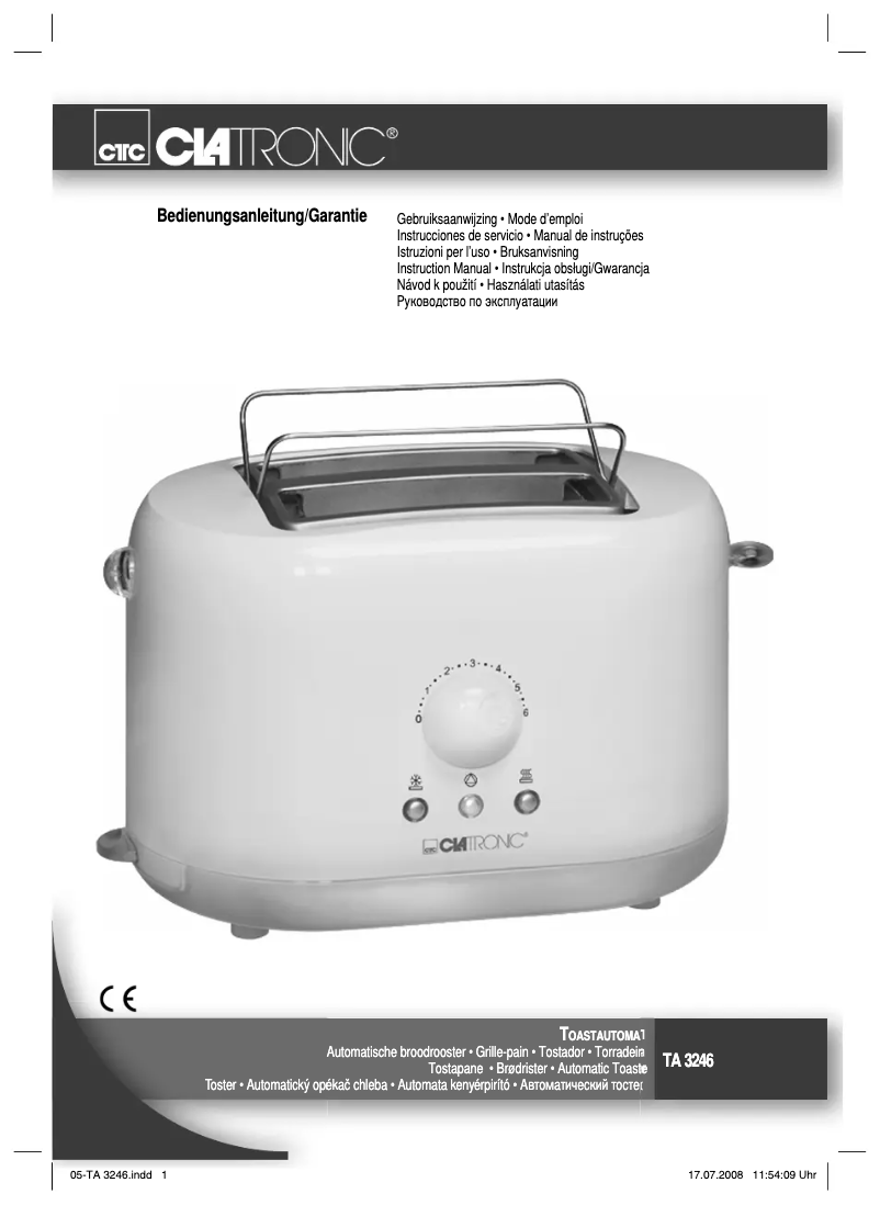 Page 1 de la notice Manuel utilisateur Clatronic TA 3246