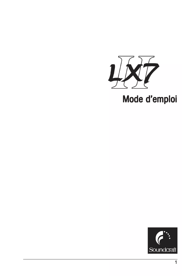 Page n°1 - Manuel utilisateur Soundcraft LX7II